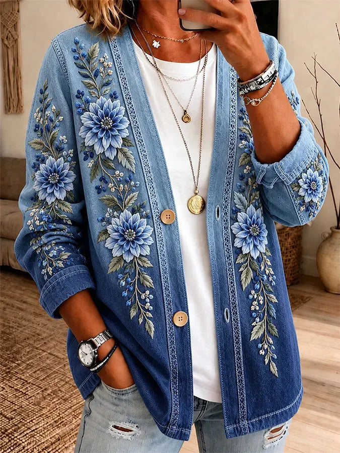 Women's Casual Diabetes Awareness Printed Cardigan