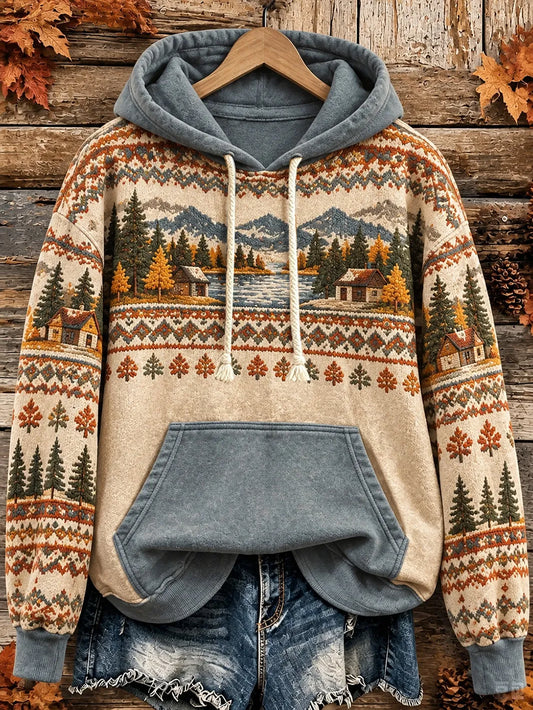 Women's autumn element pattern design casual hoodie