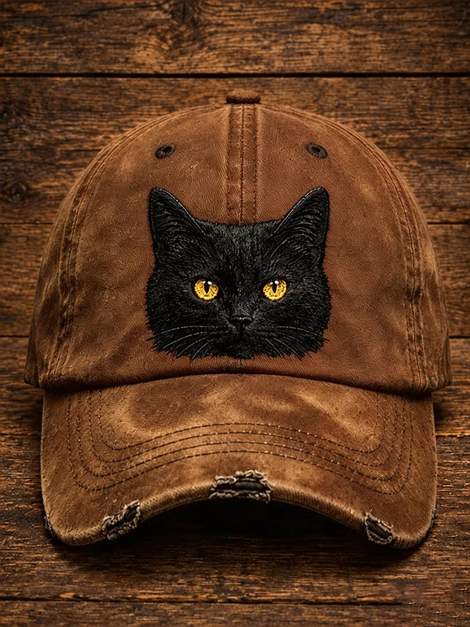 Retro Animal Black Cat Baseball Cap