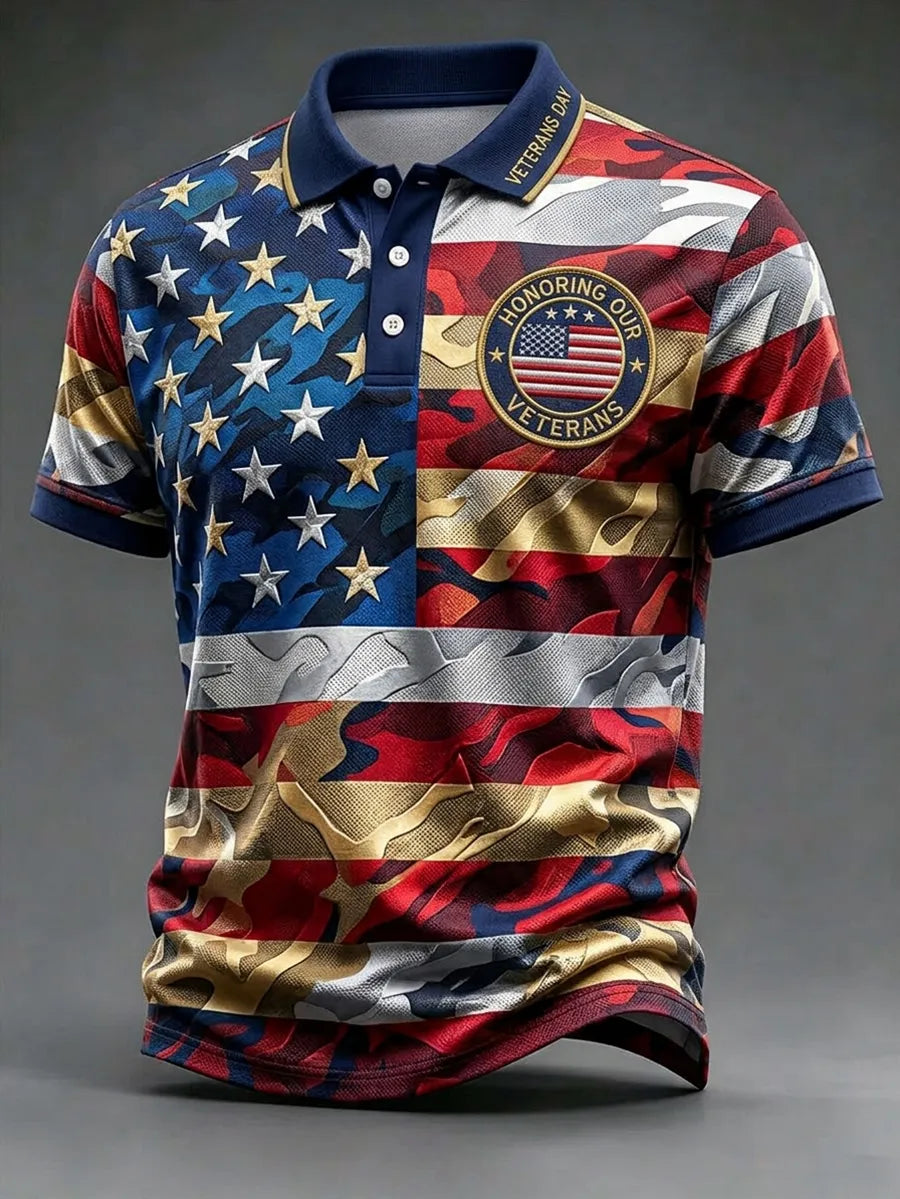 🎖️Men's U.S Veterans Day Short-Sleeve Polo Shirt