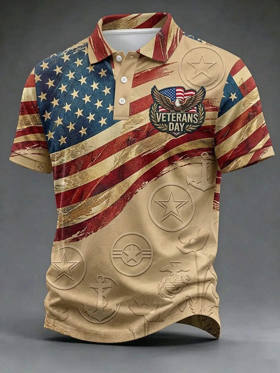 🎖️Men's U.S Veterans Day Short-Sleeve Polo Shirt