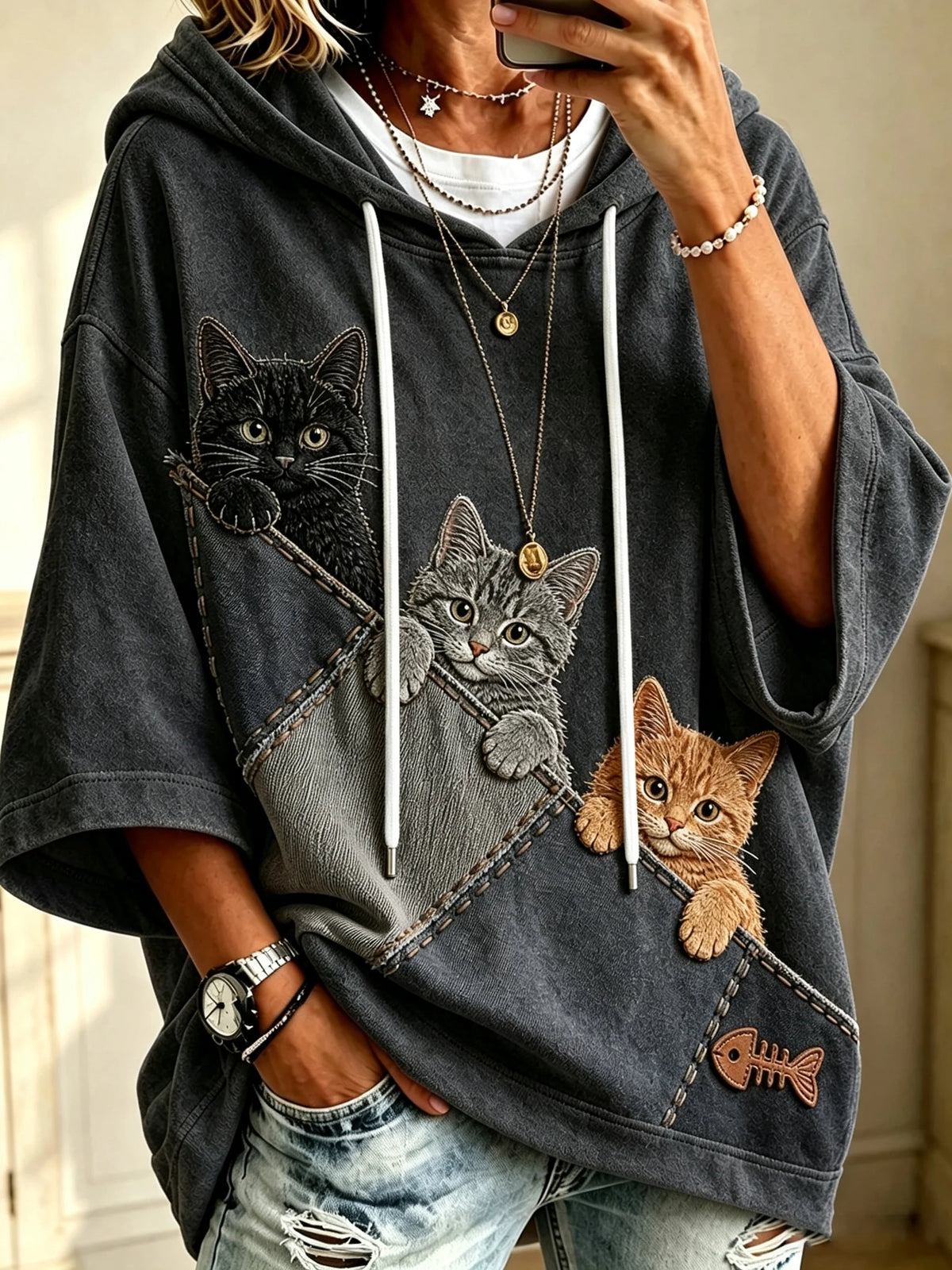 Women's Casual Animal Print Oversized Sweatshirt