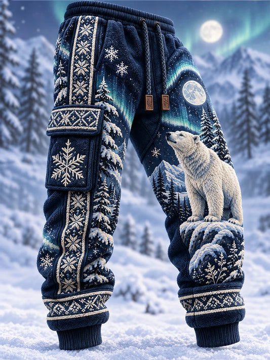 Men's Nordic Forest Animals Print Casual Sweatpants Trousers