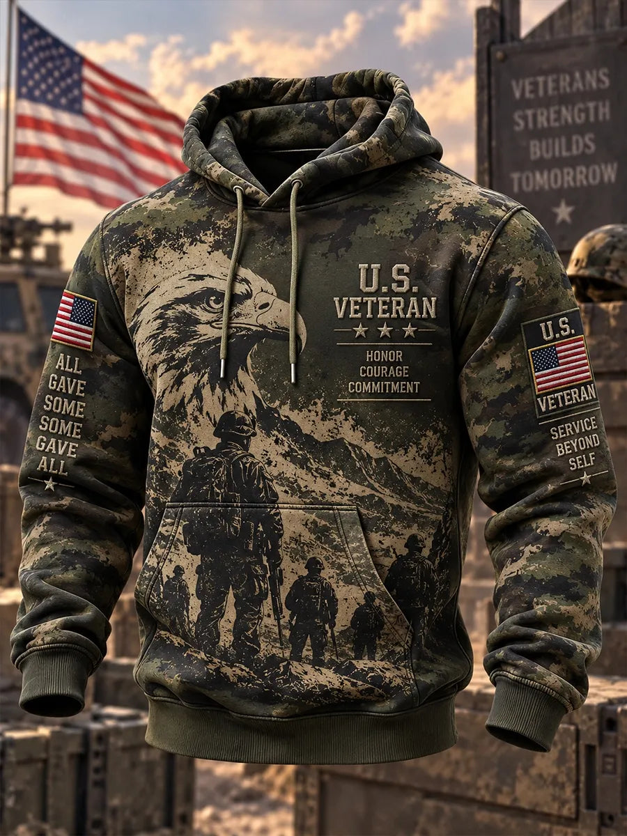 🎖️Men's Veteran Memorial Camo-Print Hoodie