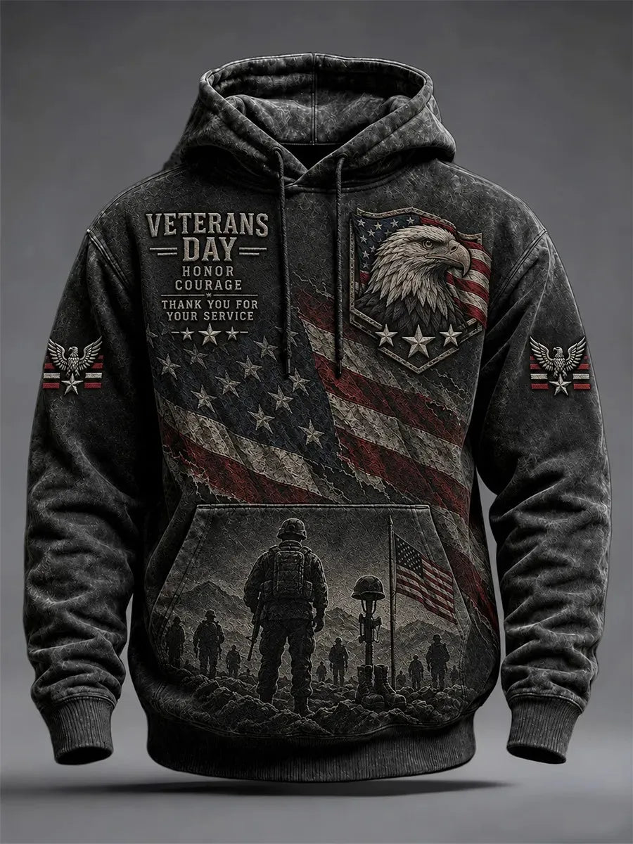 🎖️Men's Veteran Memorial Camo-Print Hoodie