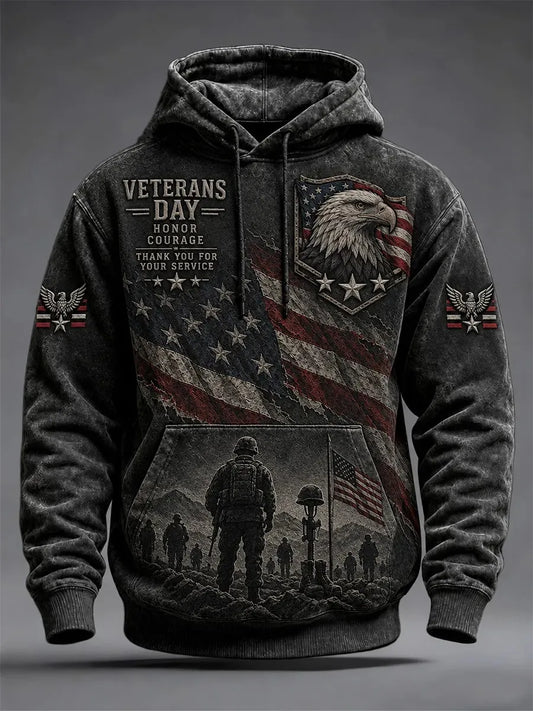🎖️Men's Veteran Memorial Camo-Print Hoodie