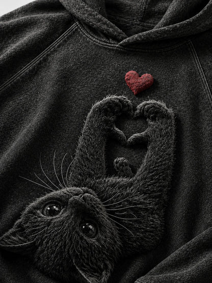 Women's Vintage Cat Print Hoodie