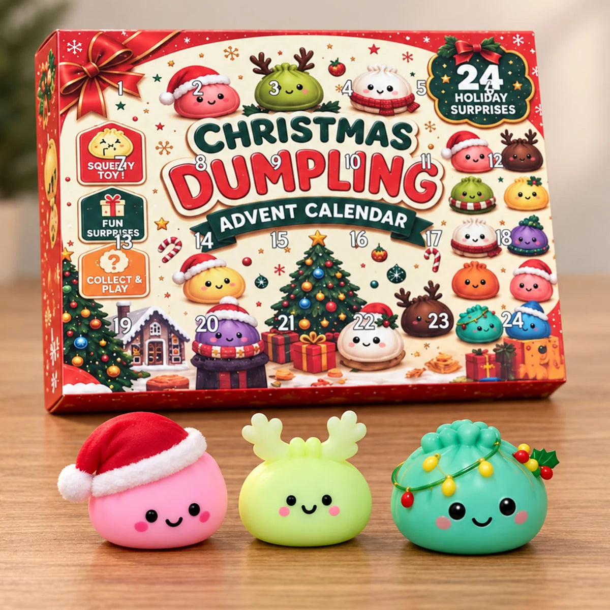 2026 Christmas Dumpling Advent Calendar, 24-Day Countdown • Twenty Four Days Of Squishy - Dumpling Advent Calendar