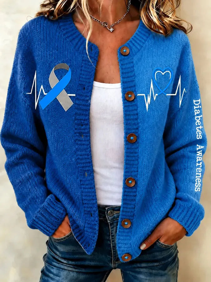 Women's Casual Printed Knit Cardigan