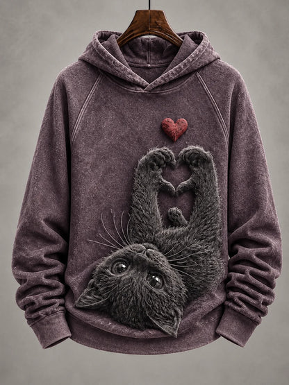 Women's Vintage Cat Print Hoodie